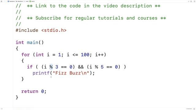 Fizz Buzz Problem | C Programming Example смотреть онлайн