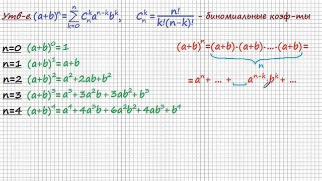 Комбинаторика 3: Бином Ньютона и треугольник Паскаля. смотреть онлайн
