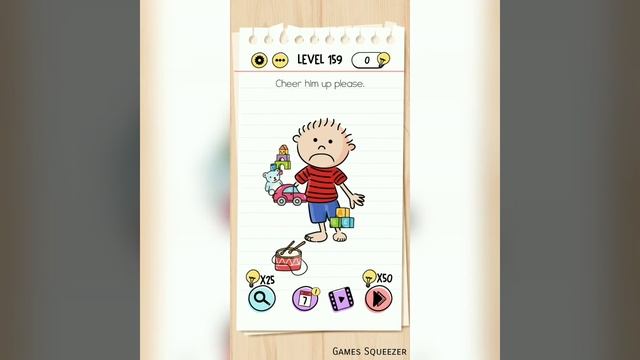 Brain Test Level 159 | Cheer Him Up Please | Games Squeezer | смотреть онлайн