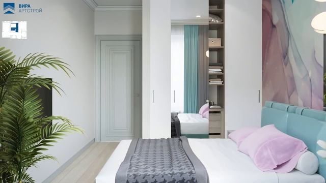 Дизайн интерьера квартиры 55 м2 в ЖК «Грин Парк» в современном стиле. +7 (495) 357-08-64 смотреть онлайн