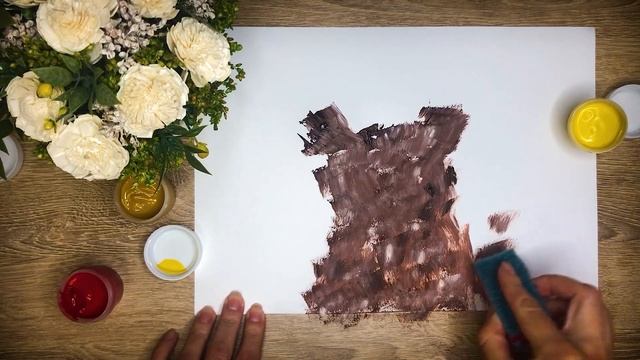 Рисуем губкой. Как нарисовать пейзаж, цветы и медведя ГУБКОЙ. смотреть онлайн