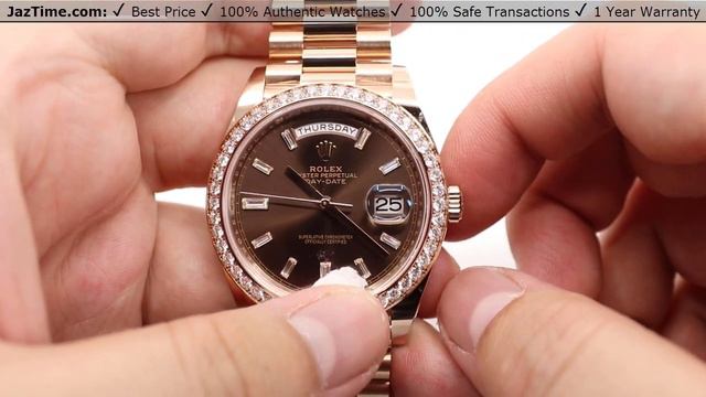 ▶Rolex Day-Date 40 Rose Gold Chocolate Diamond Dial & Bezel President Bracelet - REVIEW 228345RBR