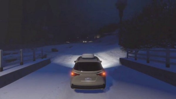 Зимняя страна чудес: поездка по заснеженной территории Лос-Сантоса в GTA 5.