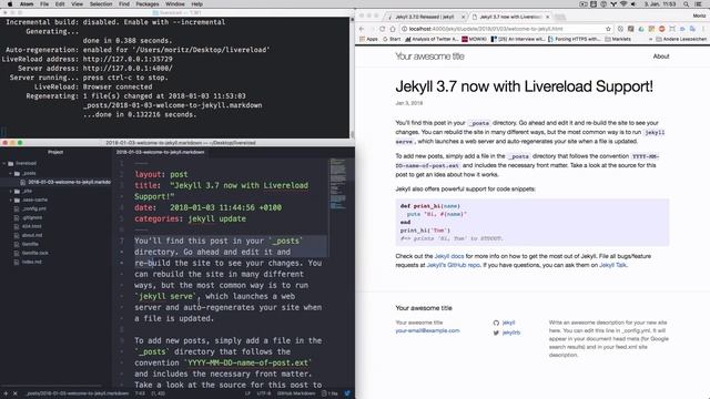 Use Livereload in Jekyll to automatically refresh your changes смотреть онлайн