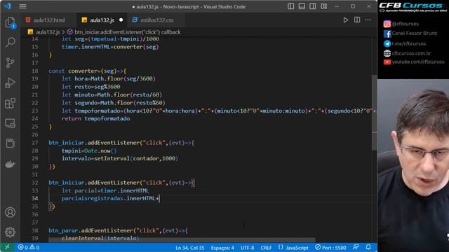 Usando Timestamp para criar um cronômetro super preciso #P4 - Curso de Javascript - Aula 132 смотреть онлайн