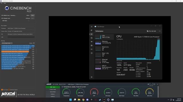 AMD RYZEN 7 3700X CineBench R23 Benchmark смотреть онлайн
