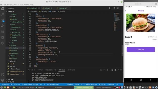 React Native Tutorial 2023 | React Native Food App | Details Screen смотреть онлайн