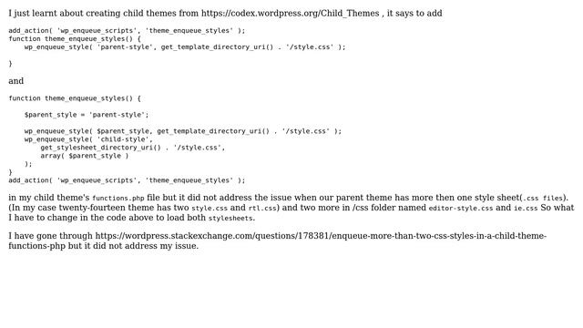Wordpress: Enqueue stylesheets if parent theme has more than one .css file смотреть онлайн