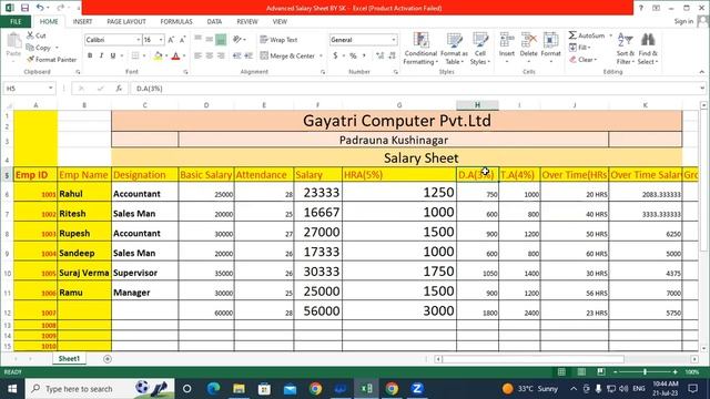 How to create Salary Sheet in MS Excel | GIT Education смотреть онлайн