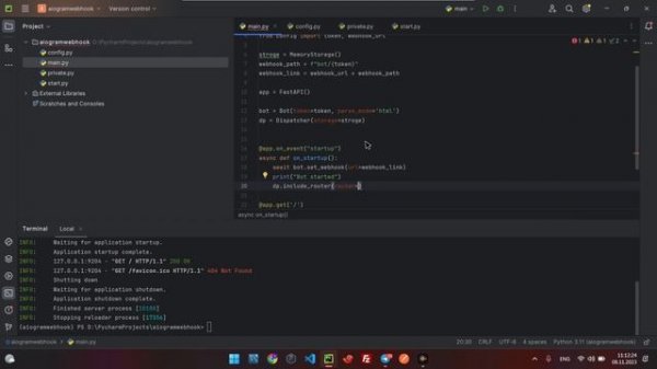 Fast API bilan Aiogram3 da bot Webhook qilamiz | Aiogram3 Webhook with Fast API