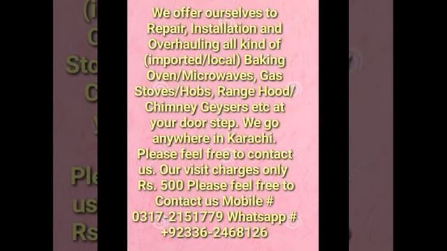 Oven/Microwaves, Repair Karachi Gas Stoves/Hobs, Range Hood/Chimney Geysers etc смотреть онлайн