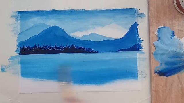 Очень простой пейзаж гуашью (eng sub) Very simple gouache landscape смотреть онлайн