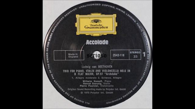 Beethoven, Archduke Trio, 1,2mov, Kempff, Szeryng, Fournier смотреть онлайн