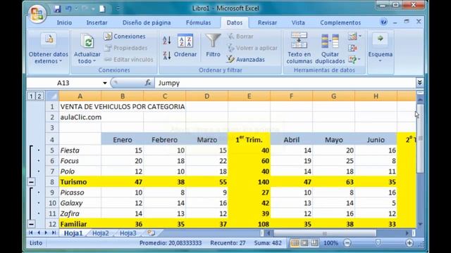 Excel 2007 13. Crear un esquema de forma manual. смотреть онлайн