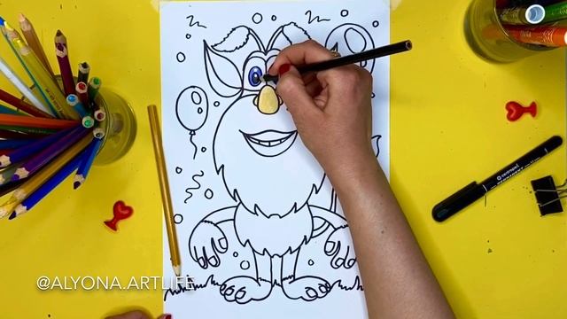 КАК НАРИСОВАТЬ БУБУ легко с шарами. Рисуем Бубу на празднике. Урок рисования для детей от 7 лет. смотреть онлайн