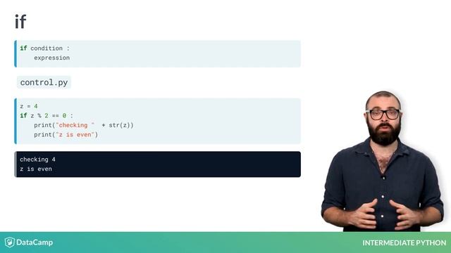 Intermediate Python: if, elif, else смотреть онлайн