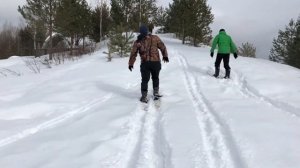 Лыжи охотничьи Маяк с искусственным камусом. Проверка горой.