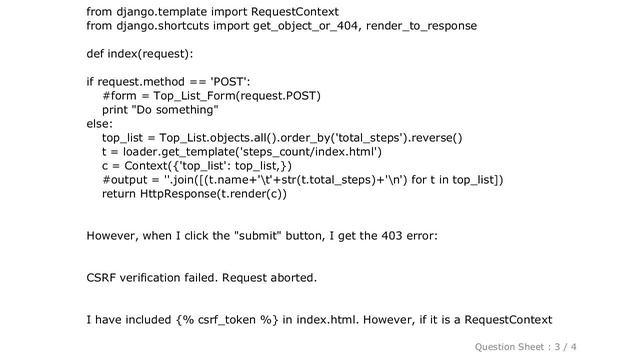 Django : CSRF verification failed. Request aborted смотреть онлайн