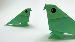 Попугай из листа бумаги. Оригами для меленьких детей и начинающих. ★☆☆☆☆