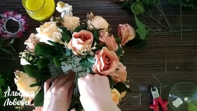 Цветочная композиция из тканевых роз и эвкалипта в рюмке ?? Мастерская Альфии смотреть онлайн