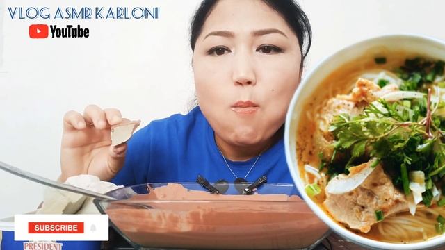 MUKBANG. ASMR. суп с креветками.