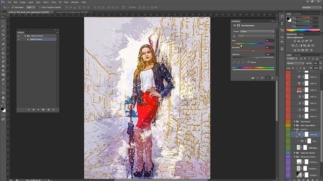 Festive Drawing Photoshop Action Tutorial смотреть онлайн