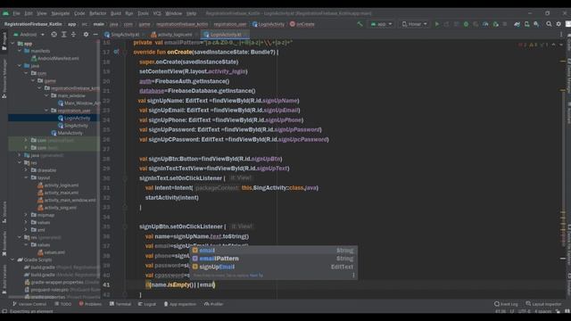 Регистрация пользователя с помощью базы данных Firebase смотреть онлайн
