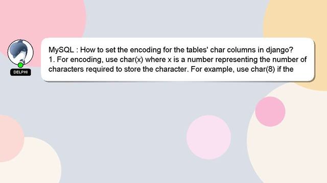 MySQL : How to set the encoding for the tables' char columns in django? смотреть онлайн