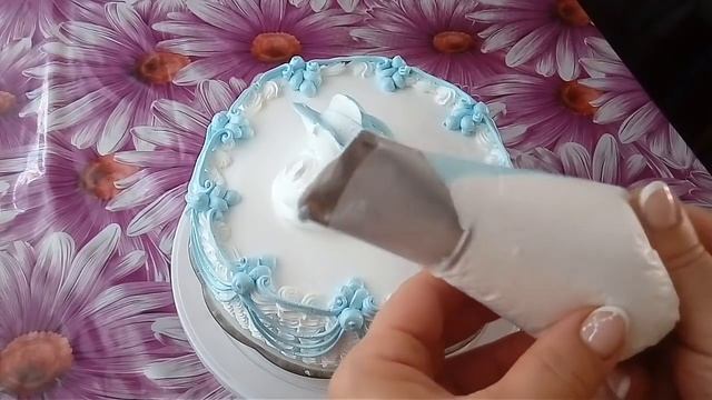 Украшение торта БелковоЗаварнымКремом. Торт "Голубые Розы"Blue Roses Cake смотреть онлайн