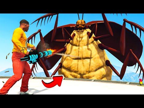 НА ГОРОД НАПАЛ ОГРОМНЫЙ ТАРАКАН в ГТА 5 МОДЫ! ОХОТА НА ДРЕВНЕГО МОНСТРА и ОБЗОР МОДА в GTA 5 ВИДЕО смотреть онлайн