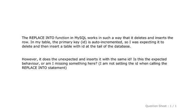 MySQL : REPLACE INTO, does it re-use the PRIMARY KEY? смотреть онлайн