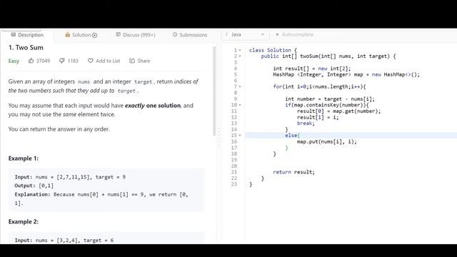 LeetCode Top Interview Questions Series |Two Sums Solution | Java смотреть онлайн