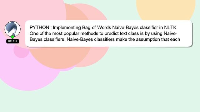 PYTHON : Implementing Bag-of-Words Naive-Bayes classifier in NLTK смотреть онлайн