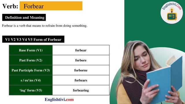 Forbear V1 V2 V3 V4 V5 Base Form, Past Simple, Past Participle Form of Forbear | Englishtivi.com смотреть онлайн