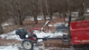 Мотоблок по снегу. На мотоблоке по снегу. Как едет мотоблок с  телегой по снегу.