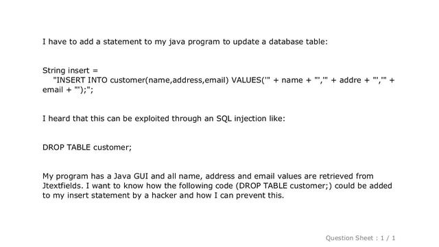 MySQL : Prevent SQL injection attacks in a Java program смотреть онлайн