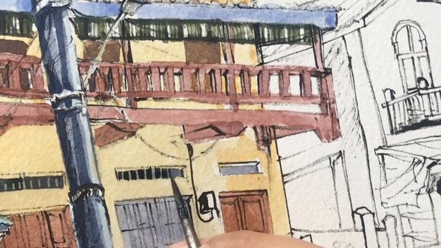 Roadside stalls : Twig, ink sketch and watercolor painting process / Urban sketch / Sketchbook смотреть онлайн