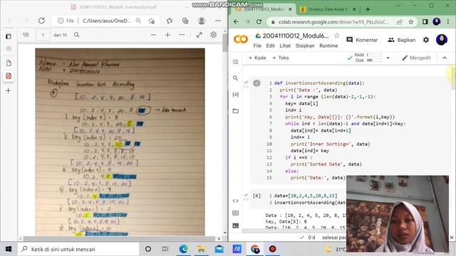 insertion sort Ascending(python) смотреть онлайн