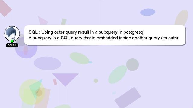 SQL : Using outer query result in a subquery in postgresql смотреть онлайн