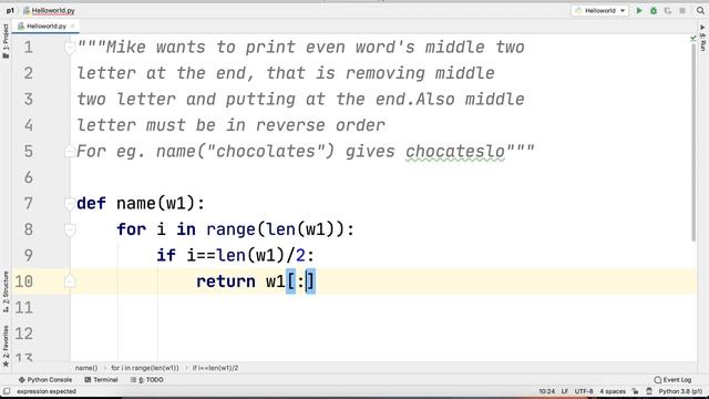 Python Practice Series 49 | Beginners | Level 1 | Basic | Middle 2 letter printed at the End | Code смотреть онлайн