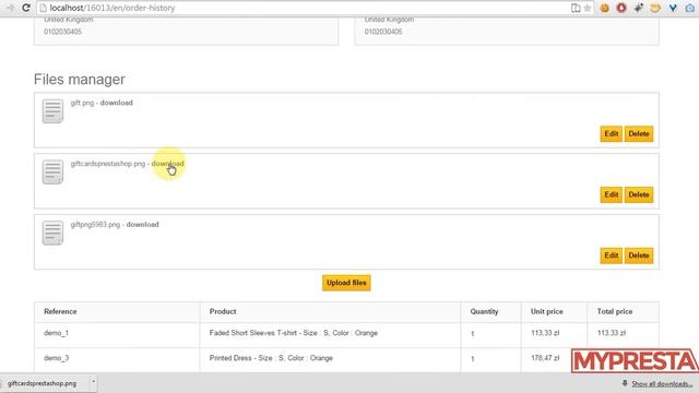 Customer upload module for PrestaShop 1.6 1.5 1.4 with order history manager смотреть онлайн