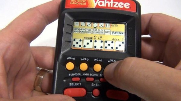Yahtzee Electronic Hand-Held Game with Black Case, 1995 Milton Bradley