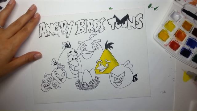 Drawing Angry Birds Toons - watercolors speedpaint смотреть онлайн