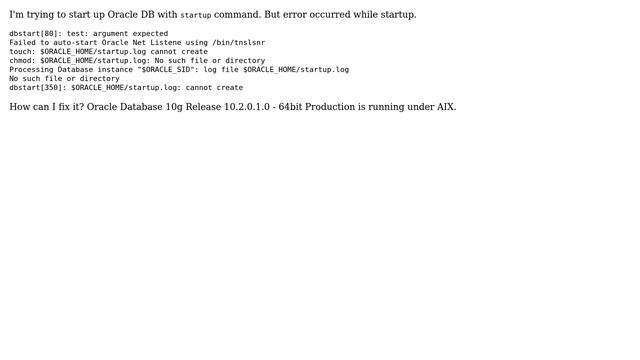 ORACLE error while dbstart command смотреть онлайн