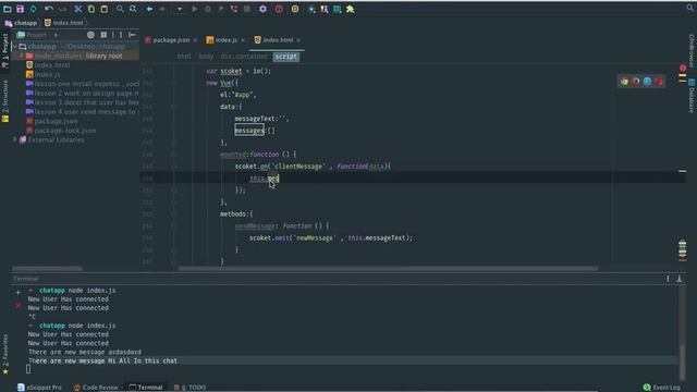 realtime chat app vuejs socket io lesson 5 prodcast message to all users смотреть онлайн
