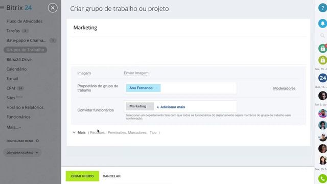 Como criar Grupos de Trabalho, Eventos e Excluir Demos | Bitrix24 смотреть онлайн