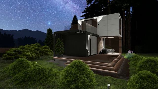 Дачный дом в стиле HI-TECH / The project of a guest house in a modern style смотреть онлайн