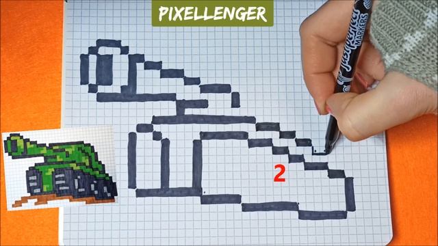 Танк Как рисовать по клеточкам Пиксель Арт Простые рисунки How to Draw Pancer Pixel Art смотреть онлайн