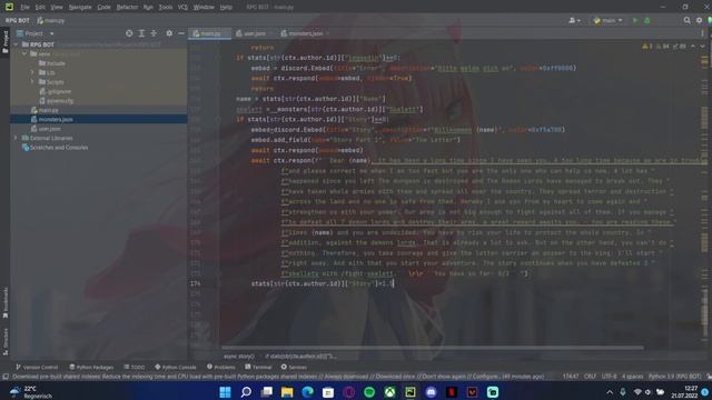 Einen EIGENEN Discord RPG BOT PROGRAMMIEREN | Folge#3 | Story coden 2022 (Python/discord.py) смотреть онлайн
