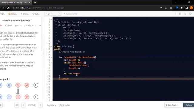 25. Reverse Nodes in k-Group |Leetcode | C++ смотреть онлайн